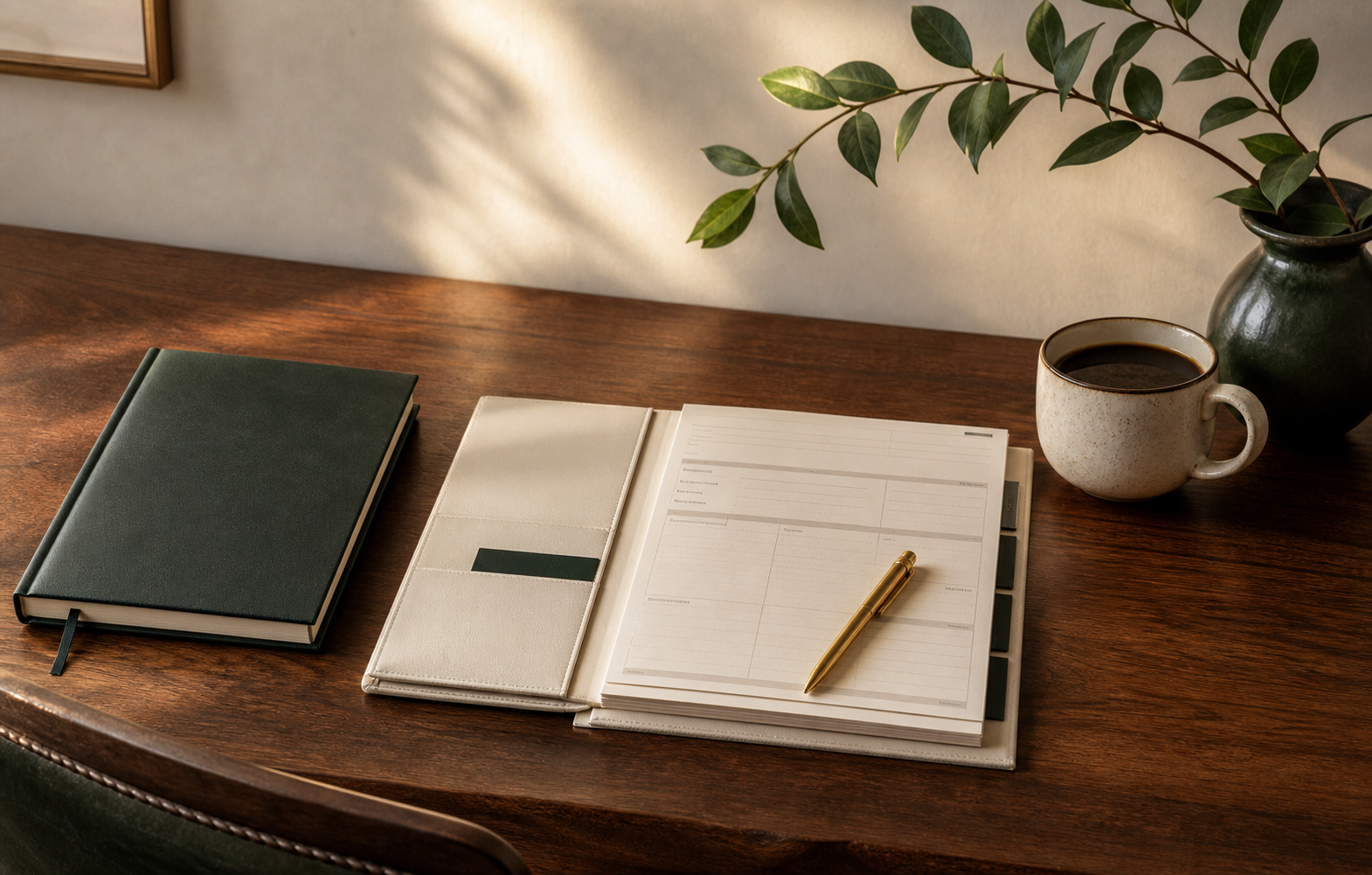 Desk for planning and messages